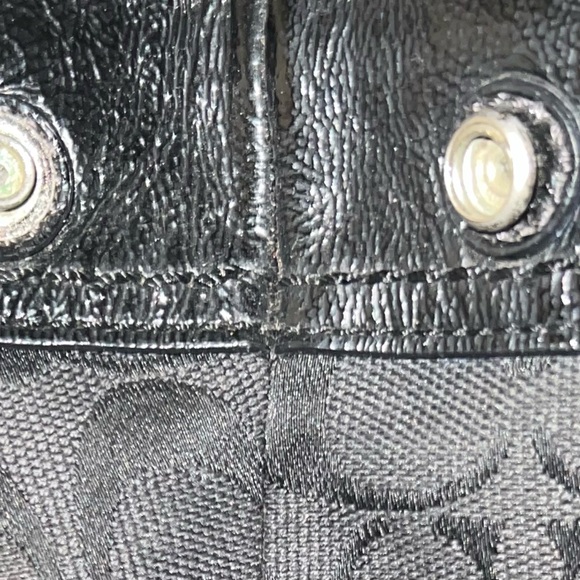 Coach Black Signature Satchel w/ Patent Leather Trim - Picture 12 of 13